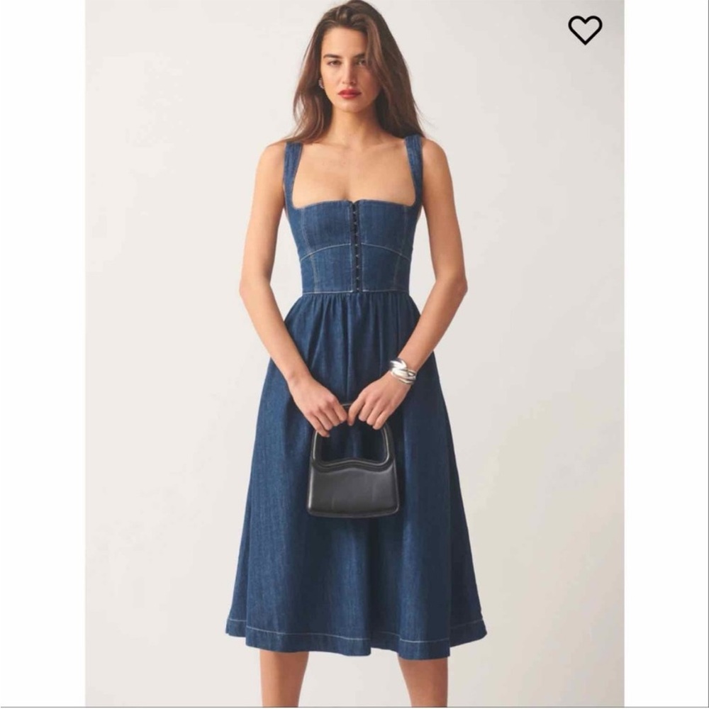 Reformation Jeans Tagliatelle Denim Midi Dress